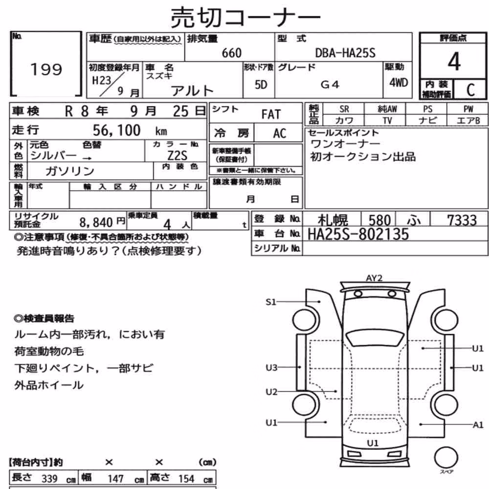 Notka aukcyjna: SUZUKI ALTO 5D 4WD G4