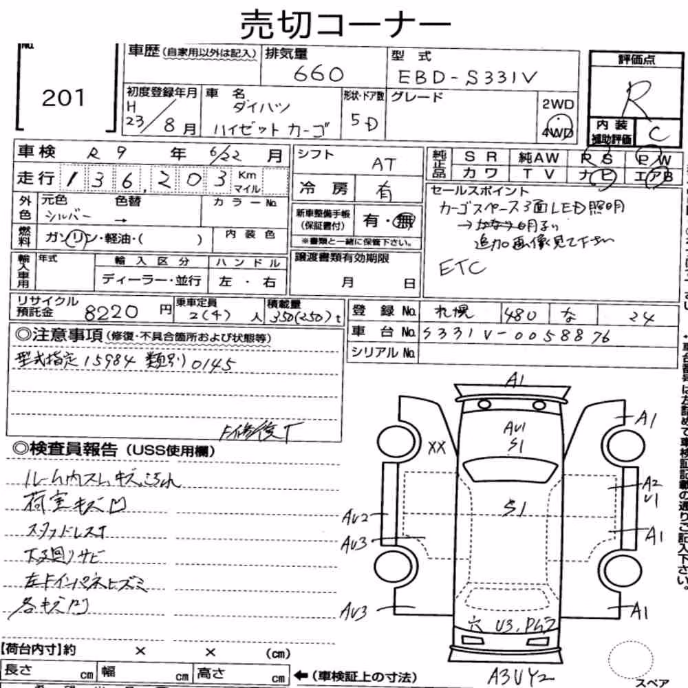 Notka aukcyjna: DAIHATSU HIJET CARGO 5D 4WD