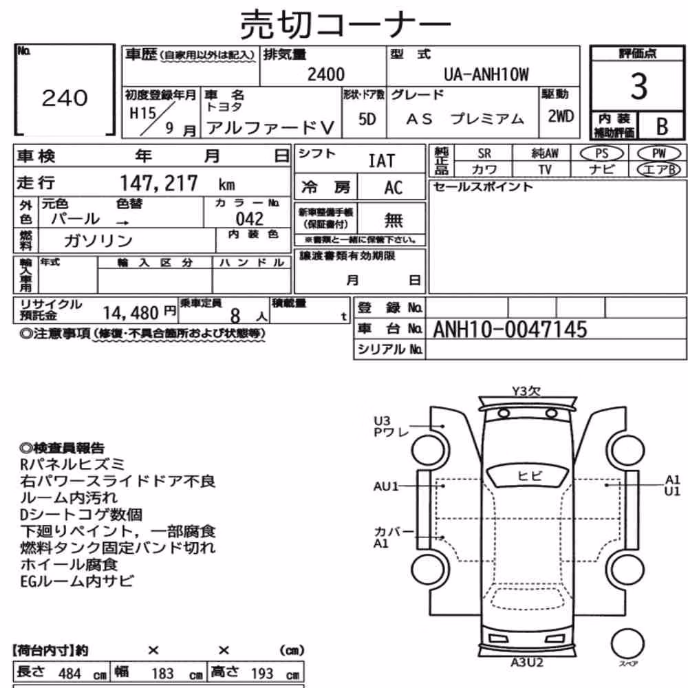 Notka aukcyjna: TOYOTA ALPHARD V AS PREMIUM