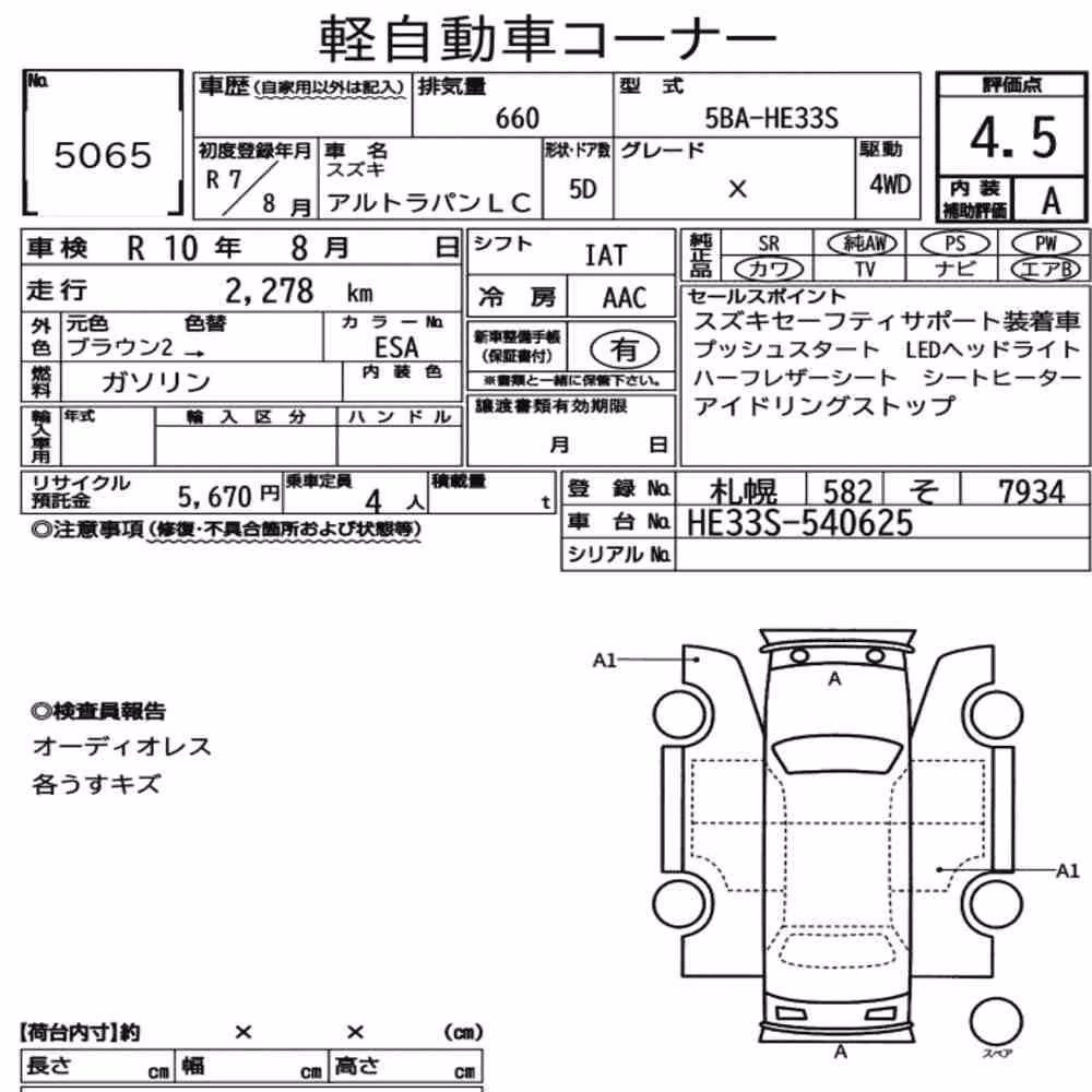 Notka aukcyjna: SUZUKI ALTO LAPIN LC 4WD X