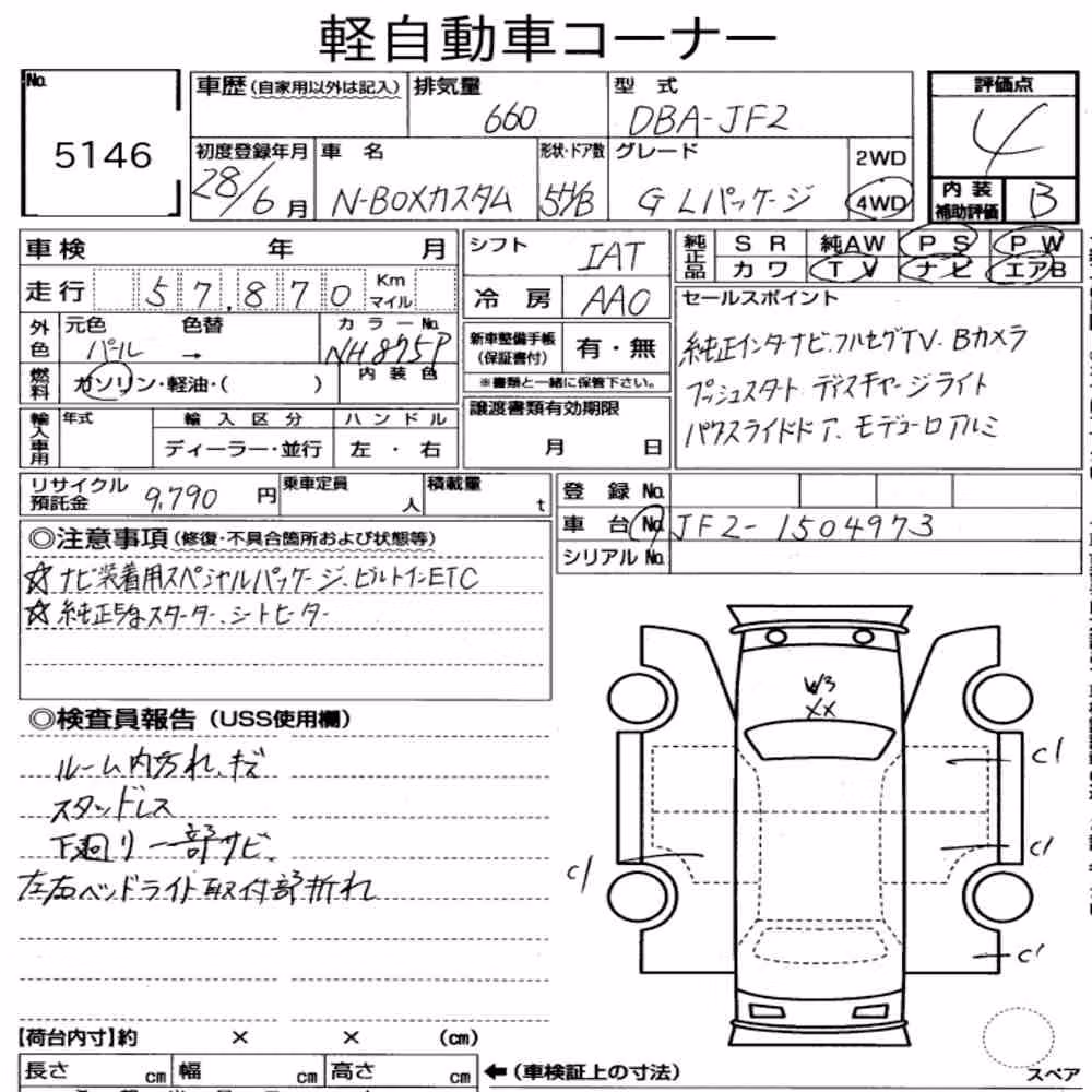 Notka aukcyjna: HONDA N-BOX CUSTOM 4WD G・L PACKAGE