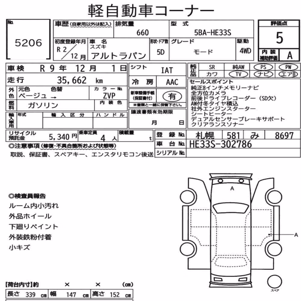 Notka aukcyjna: SUZUKI ALTO LAPIN 4WD MODE