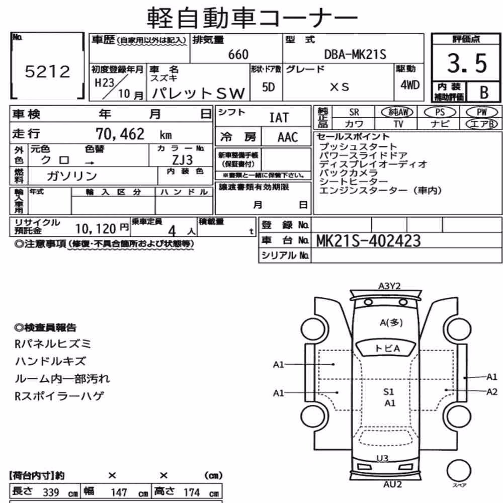 Notka aukcyjna: SUZUKI PALETTE SW 4WD XS