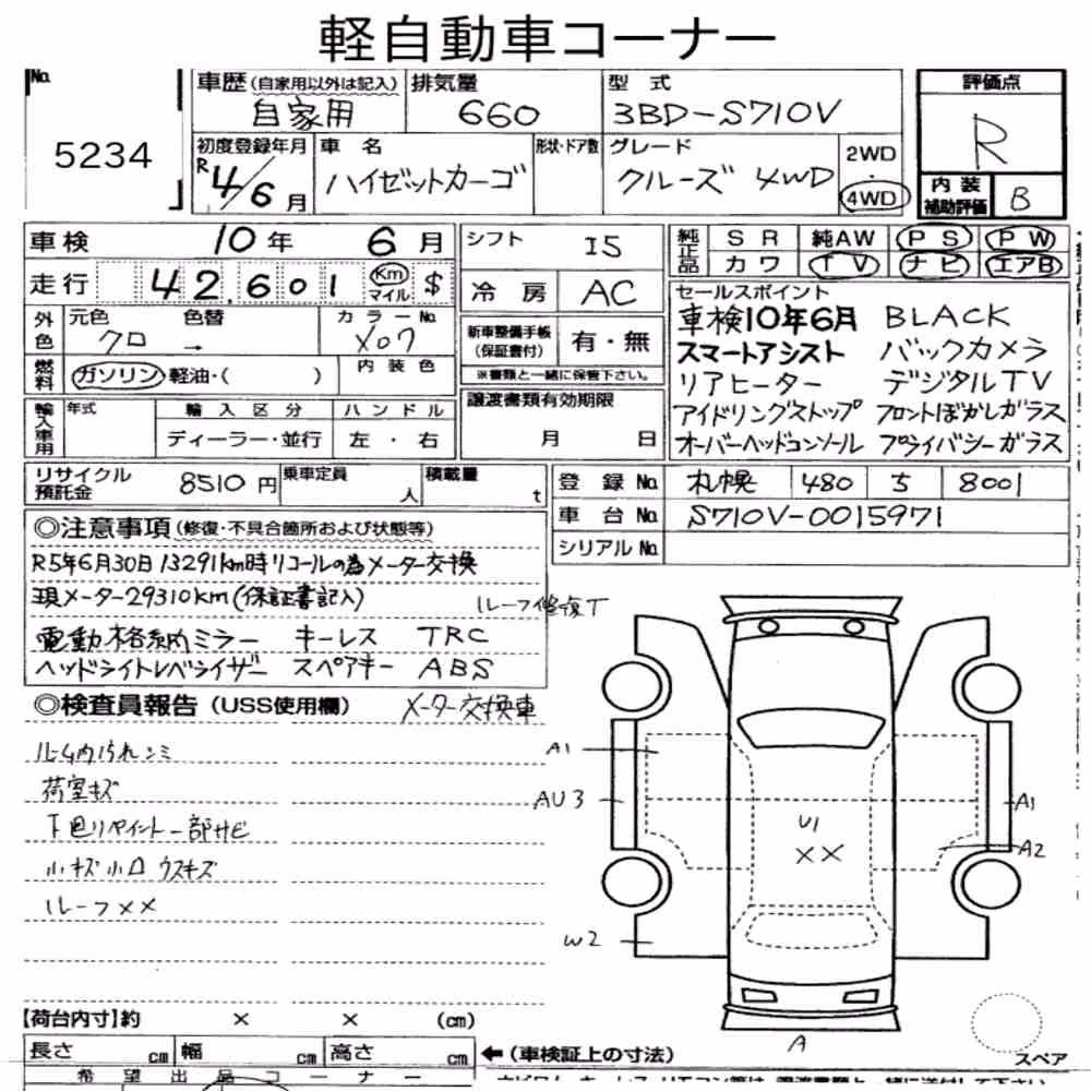Notka aukcyjna: DAIHATSU HIJET CARGO 5D 4WD CRUISE