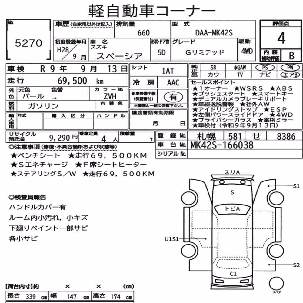 Notka aukcyjna: SUZUKI SPACIA 4WD G LIMITED