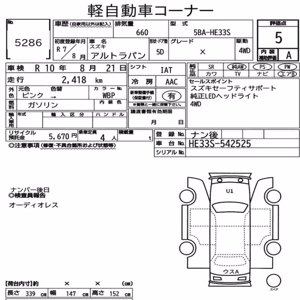 Notka aukcyjna: SUZUKI ALTO LAPIN 4WD X