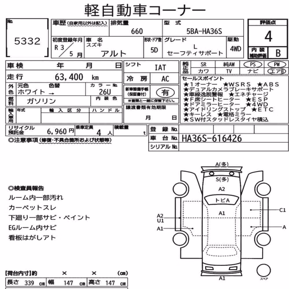 Notka aukcyjna: SUZUKI ALTO 5D 4WD L