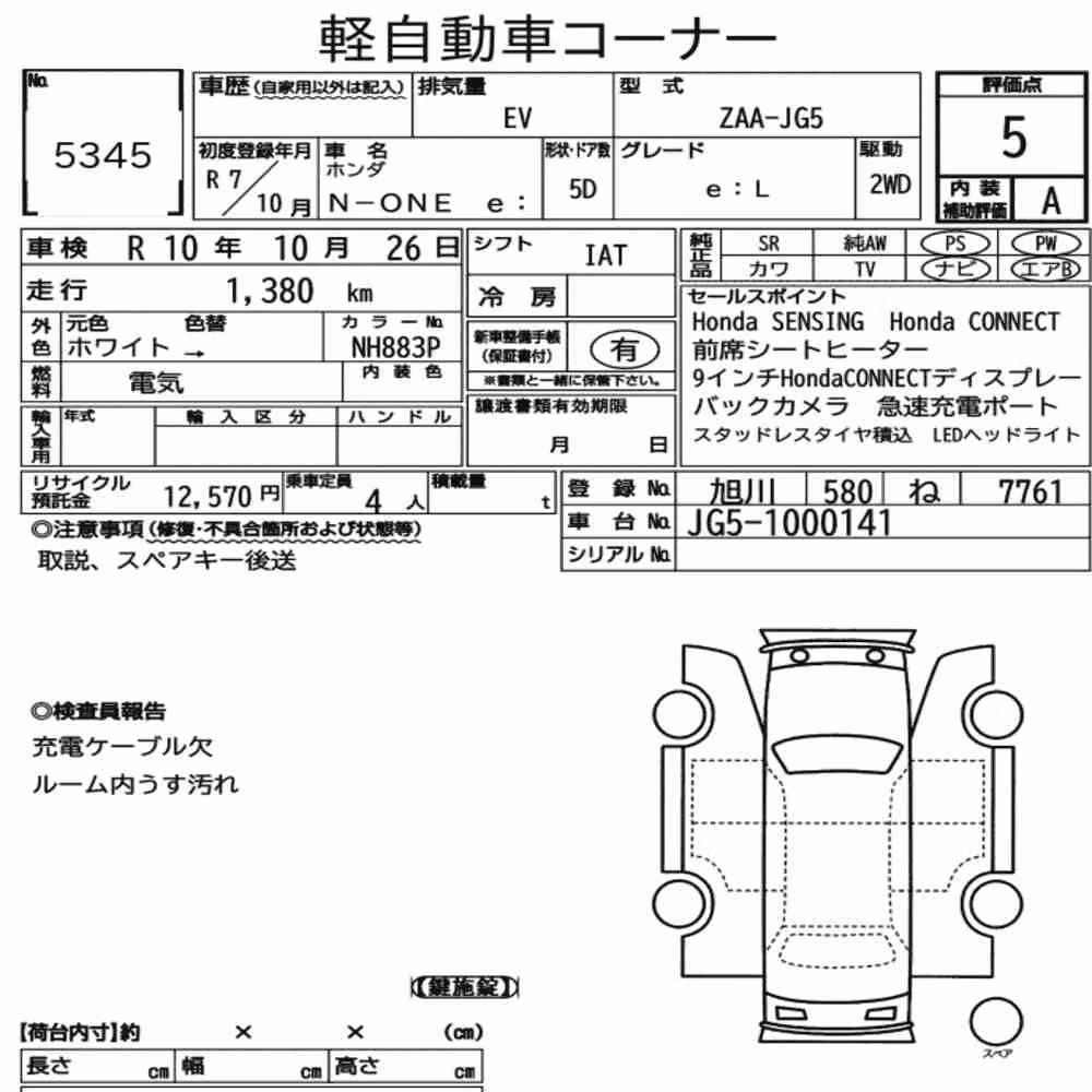 Notka aukcyjna: HONDA N-ONE E: E:L