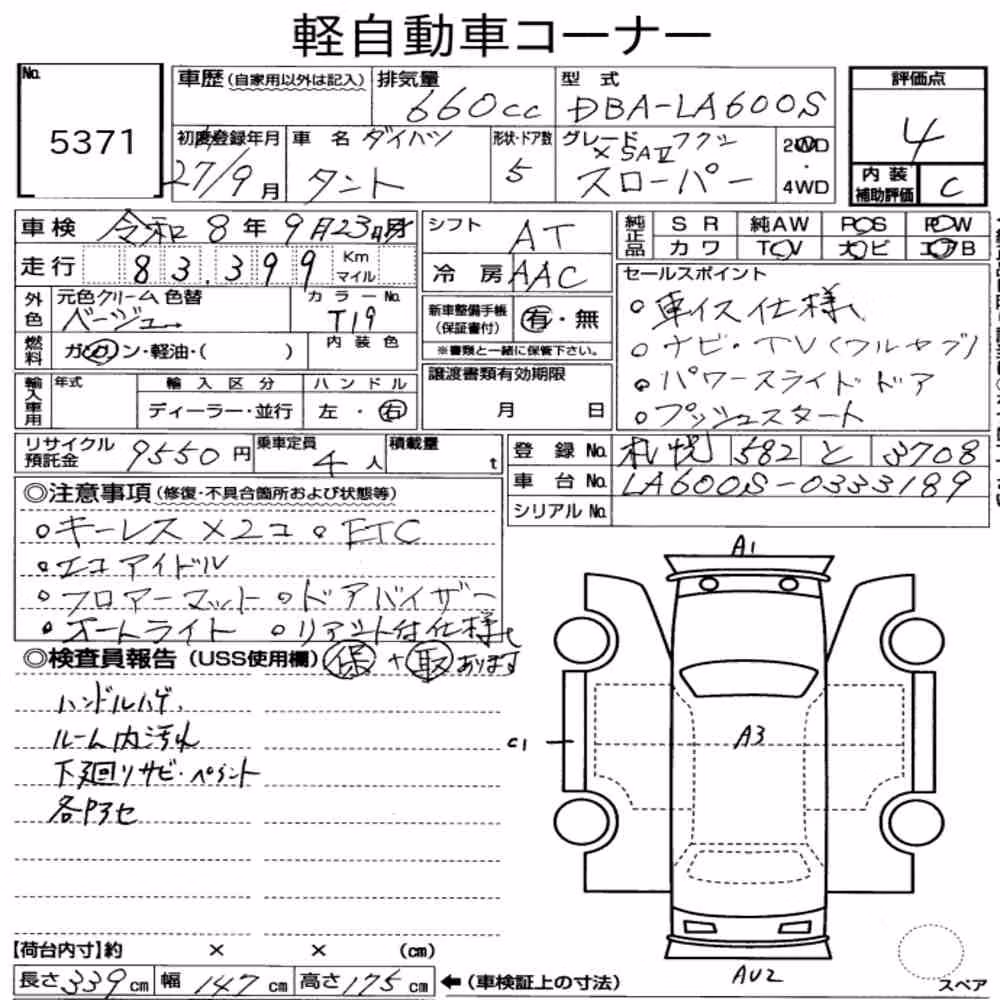 Notka aukcyjna: DAIHATSU TANTO
