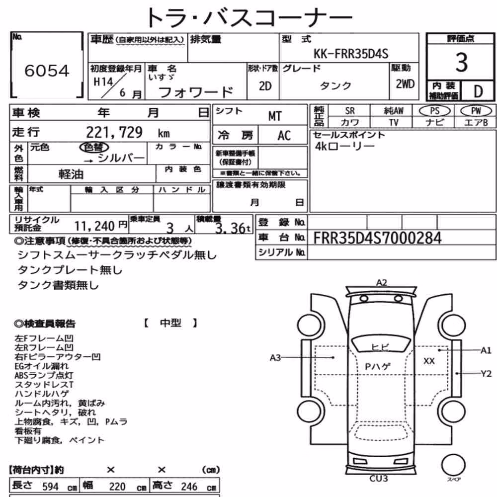 Notka aukcyjna: ISUZU FORWARD 2D TANK