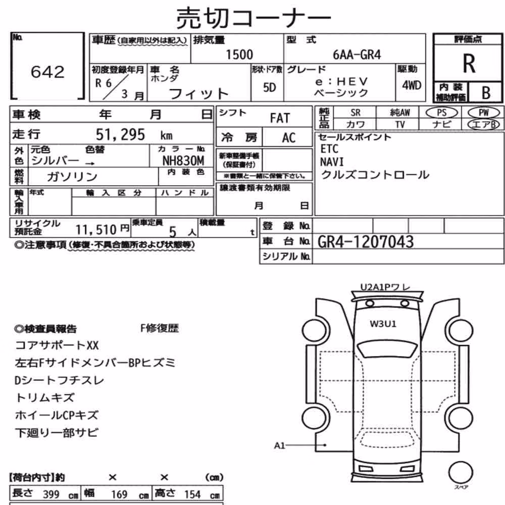 Notka aukcyjna: HONDA FIT 4WD EHEV BASIC