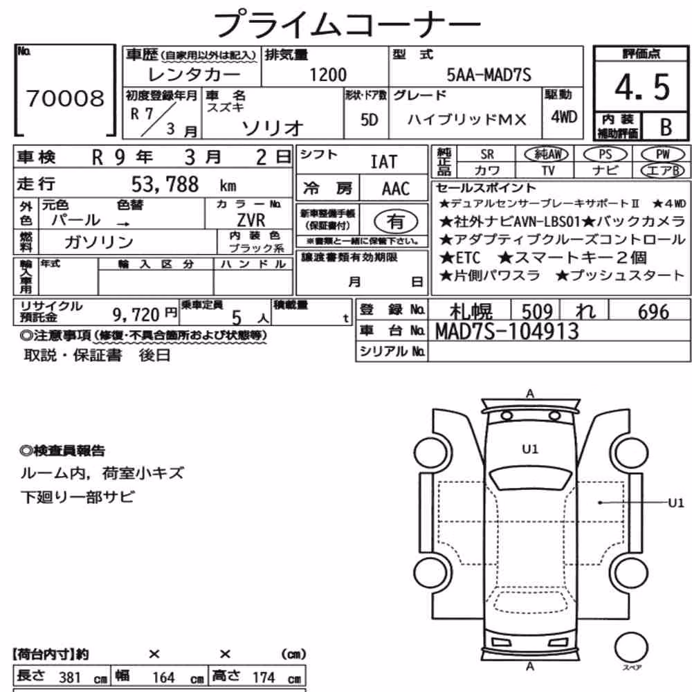 Notka aukcyjna: SUZUKI SOLIO 4WD HYBRID MX