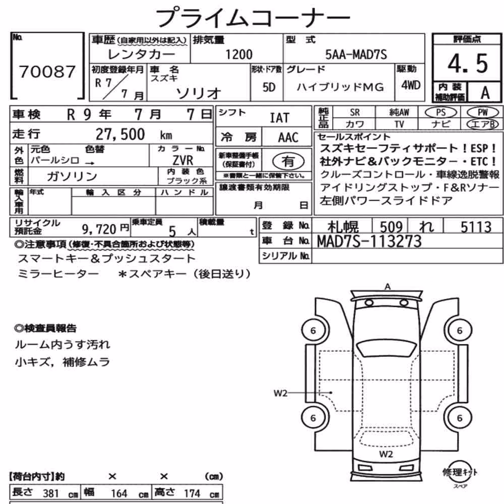 Notka aukcyjna: SUZUKI SOLIO 4WD HYBRID MG