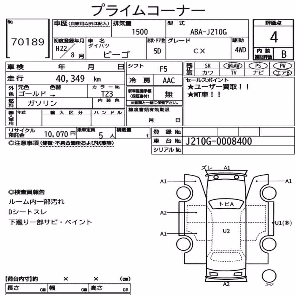 Notka aukcyjna: DAIHATSU BEGO 4WD CX