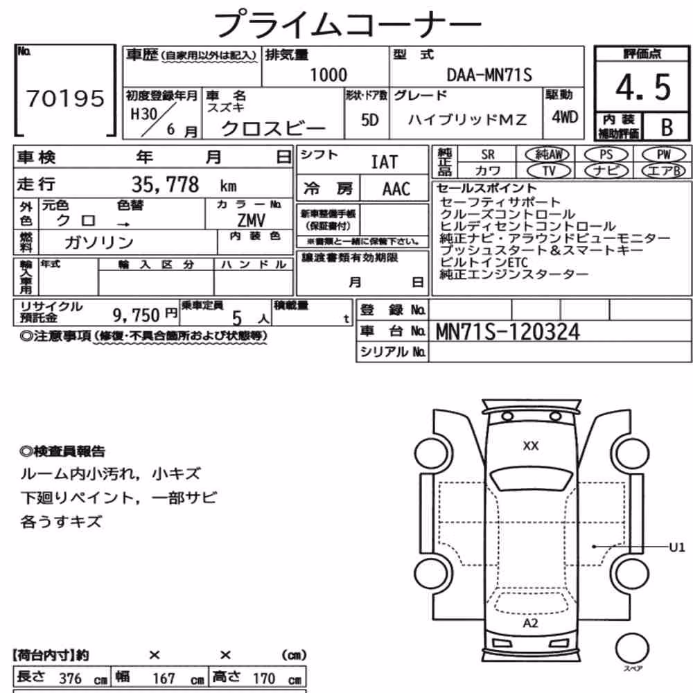 Notka aukcyjna: SUZUKI XBEE 4WD HYBRID MZ