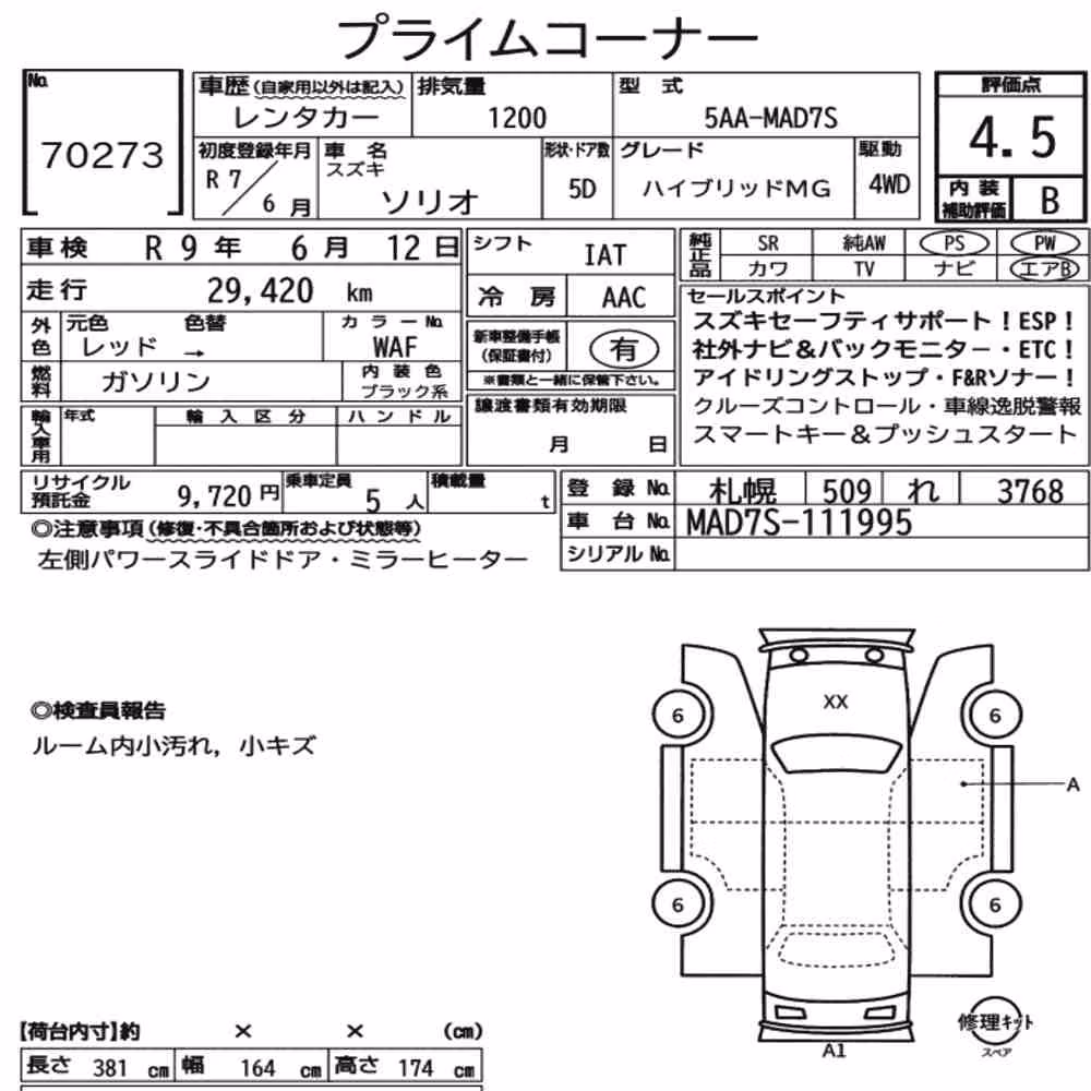Notka aukcyjna: SUZUKI SOLIO 4WD HYBRID MG