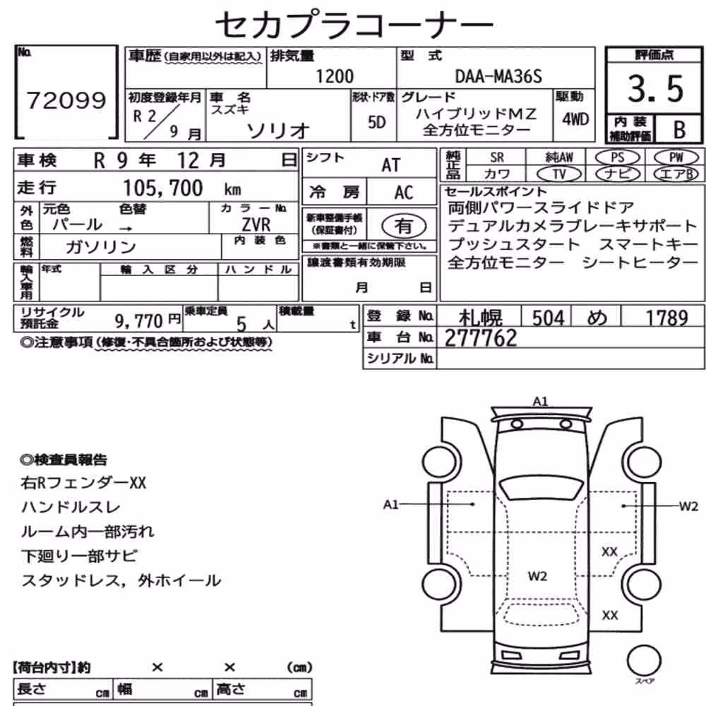 Notka aukcyjna: SUZUKI SOLIO 4WD HYBRID MZ