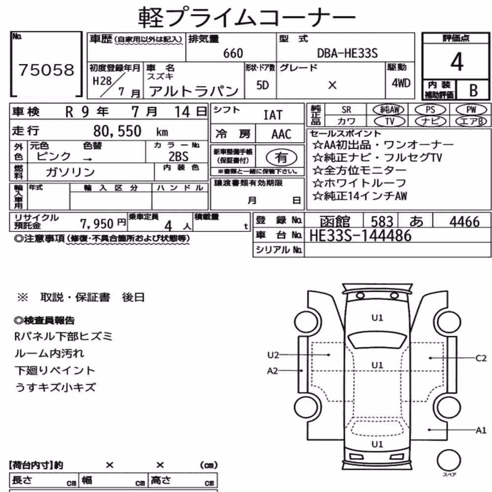 Notka aukcyjna: SUZUKI ALTO LAPIN 4WD X