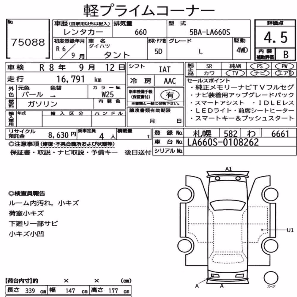 Notka aukcyjna: DAIHATSU TANTO 4WD L