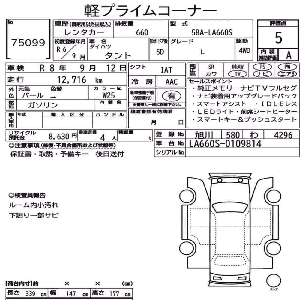 Notka aukcyjna: DAIHATSU TANTO 4WD L