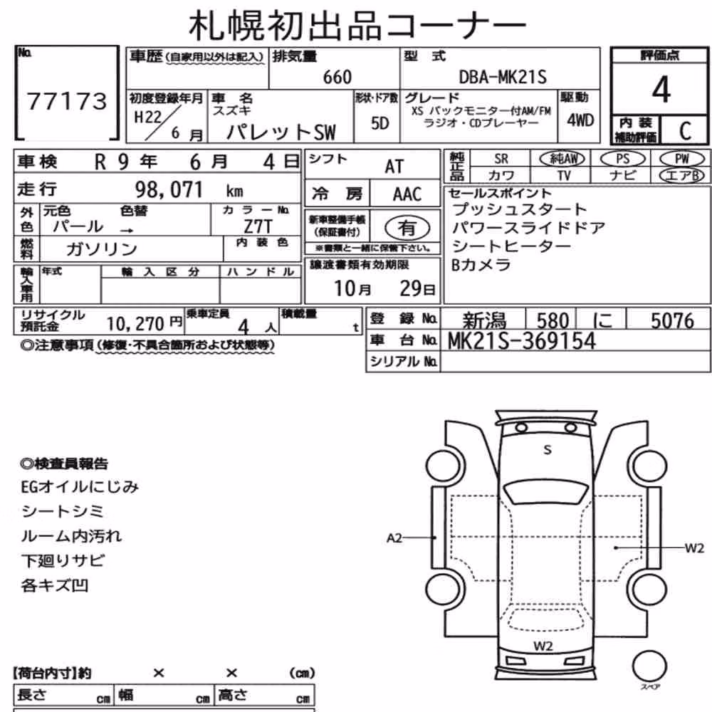Notka aukcyjna: SUZUKI PALETTE SW 4WD XS