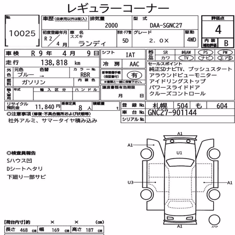 Notka aukcyjna: SUZUKI LANDY 4WD 2.0X