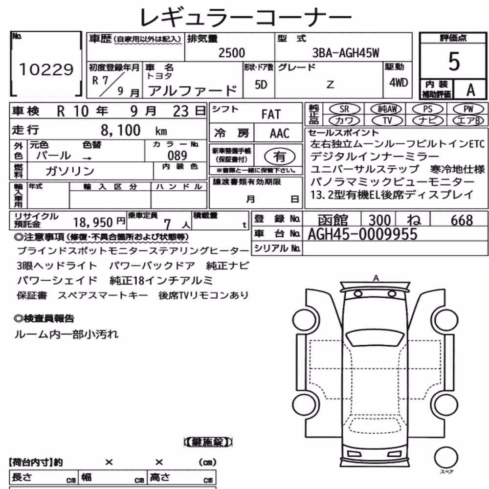 Notka aukcyjna: TOYOTA ALPHARD 4WD Z
