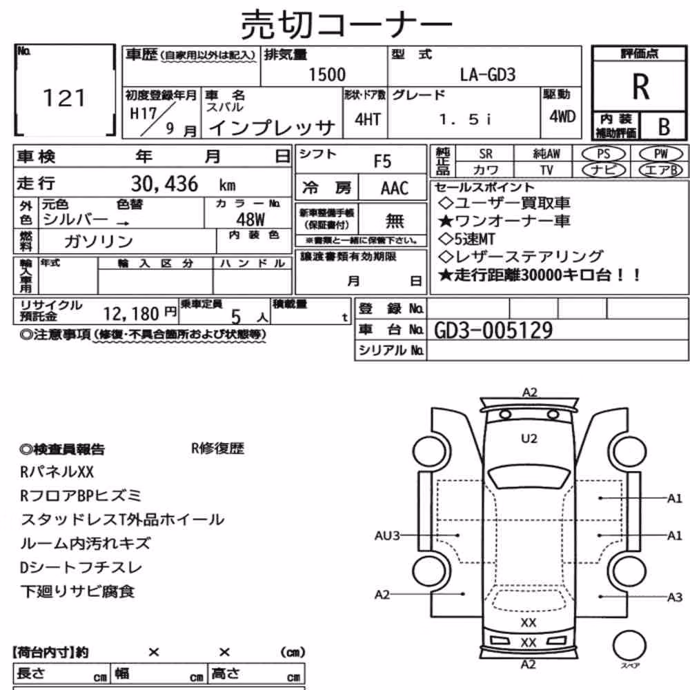 Notka aukcyjna: SUBARU IMPREZA 4HT 4WD 1.5I