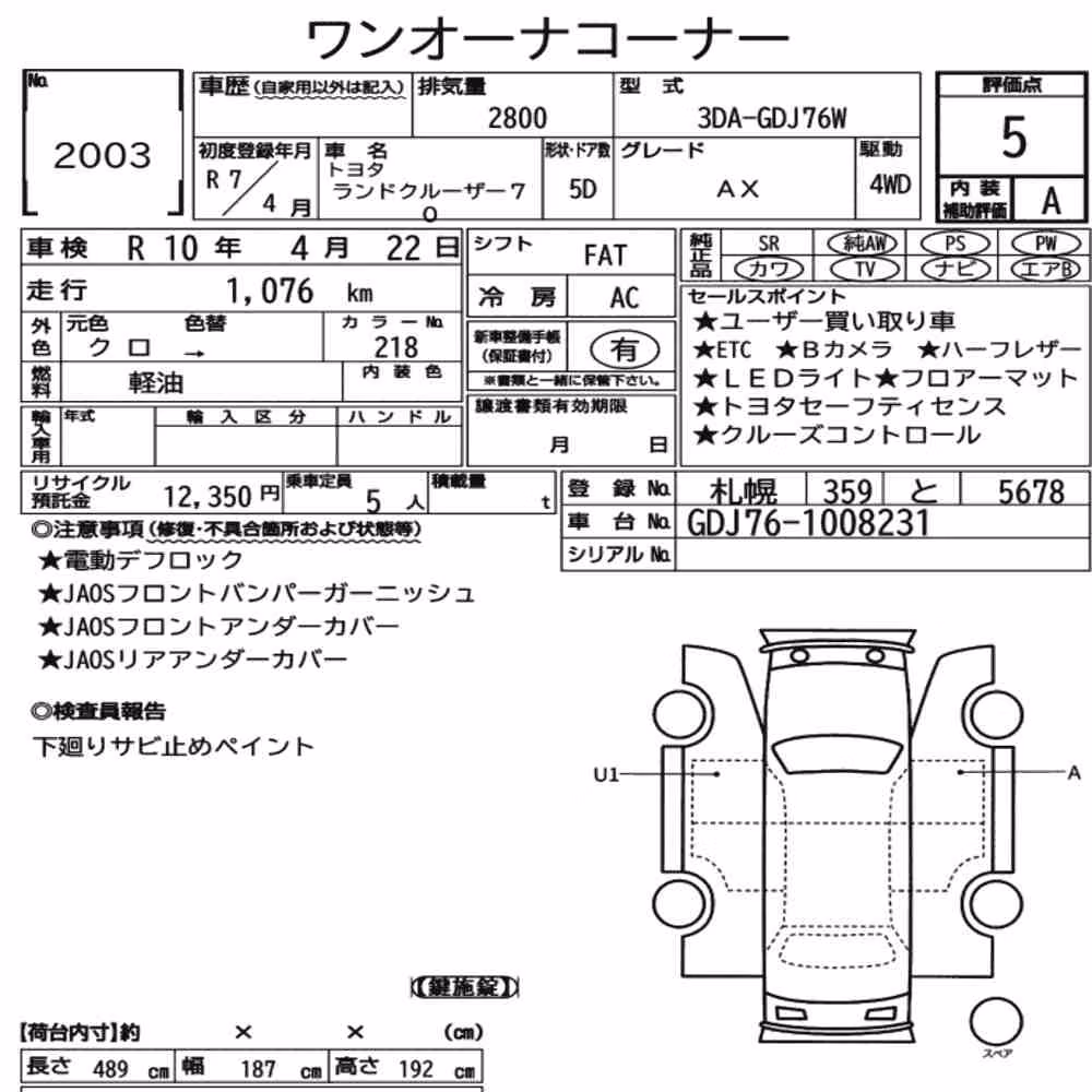 Notka aukcyjna: TOYOTA LAND CRUISER 70 5D 4WD AX