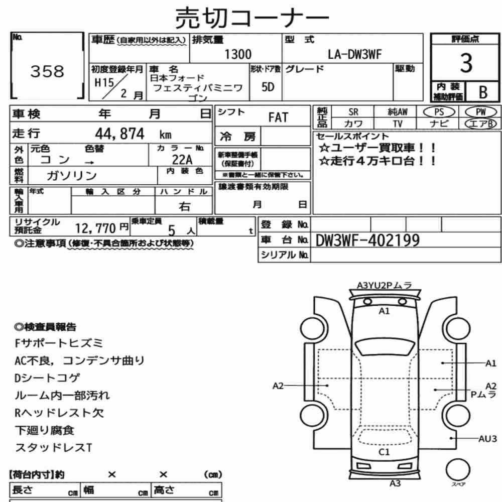 Notka aukcyjna: FORD JAPAN FESTIVA MINI WAGON