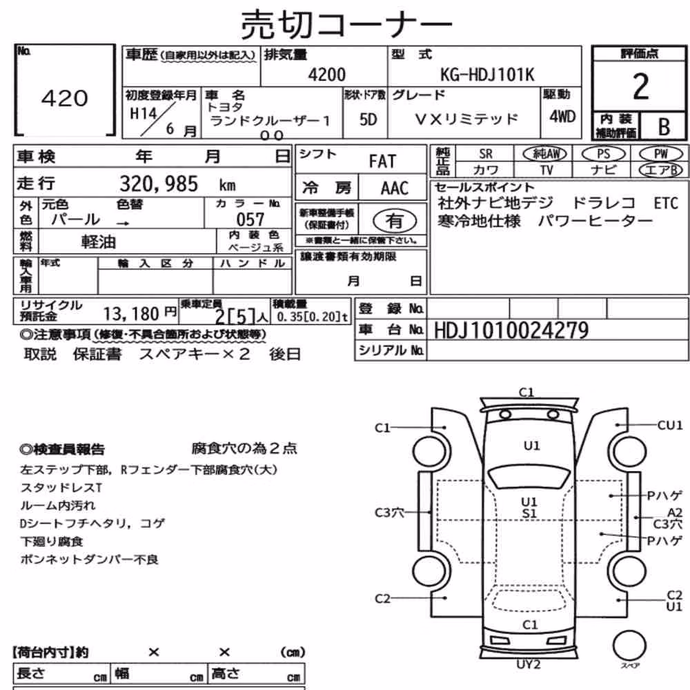 Notka aukcyjna: TOYOTA LAND CRUISER 100 4WD VX LIMITED