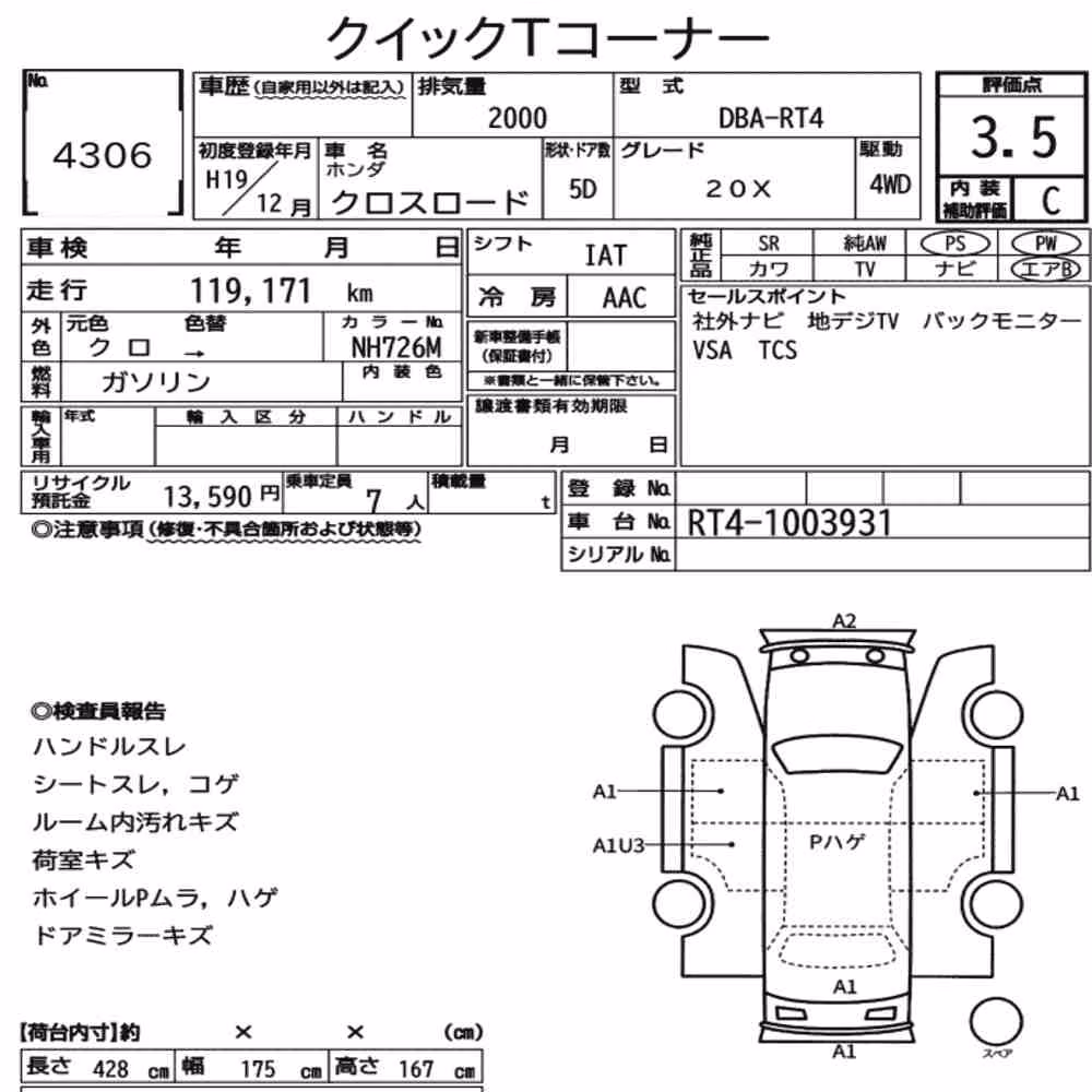 Notka aukcyjna: HONDA CROSS ROAD 5D 4WD 20X