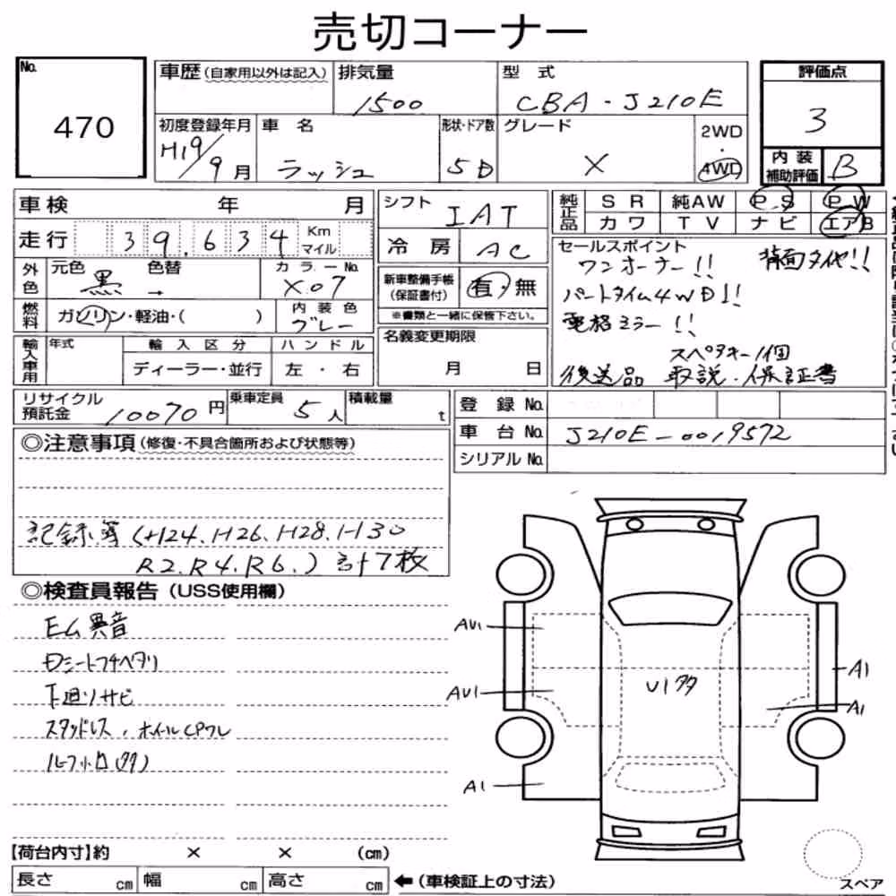 Notka aukcyjna: TOYOTA RUSH 4WD X