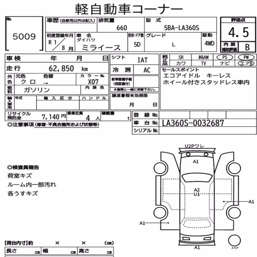 Notka aukcyjna: DAIHATSU MIRA E:S 4WD L