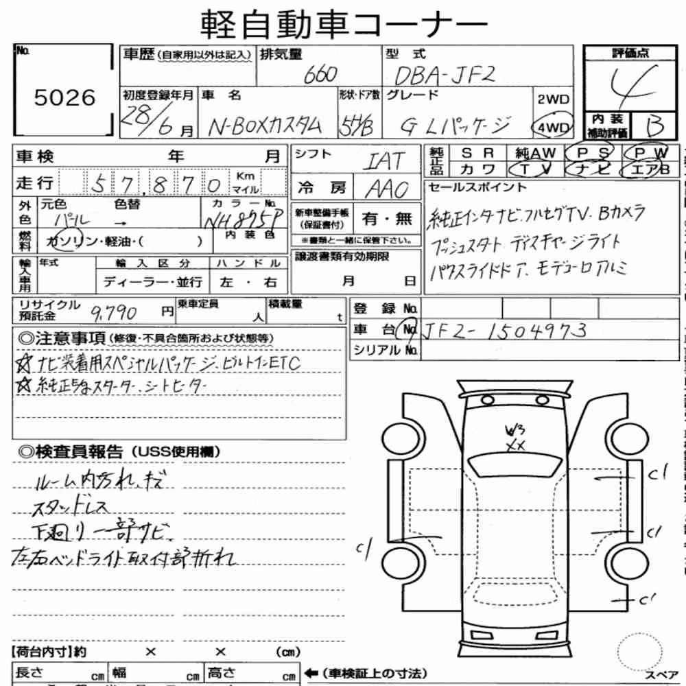 Notka aukcyjna: HONDA N-BOX CUSTOM 4WD G・L PACKAGE
