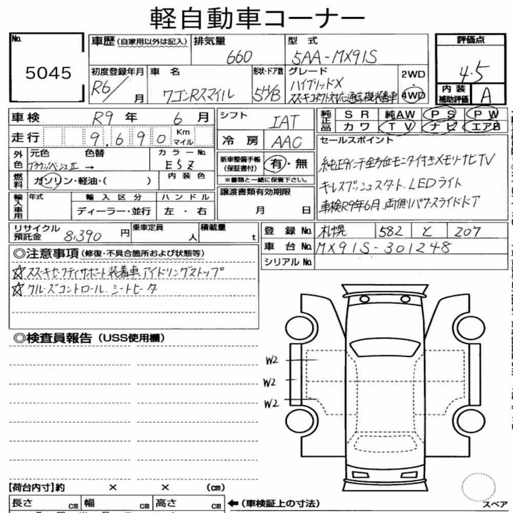 Notka aukcyjna: SUZUKI WAGON R SMILE 4WD HYBRID X