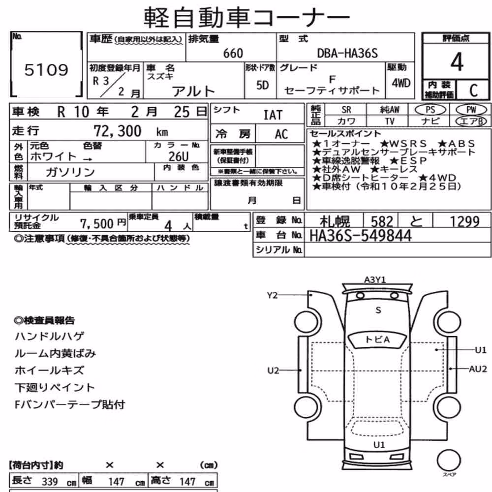 Notka aukcyjna: SUZUKI ALTO 5D 4WD F