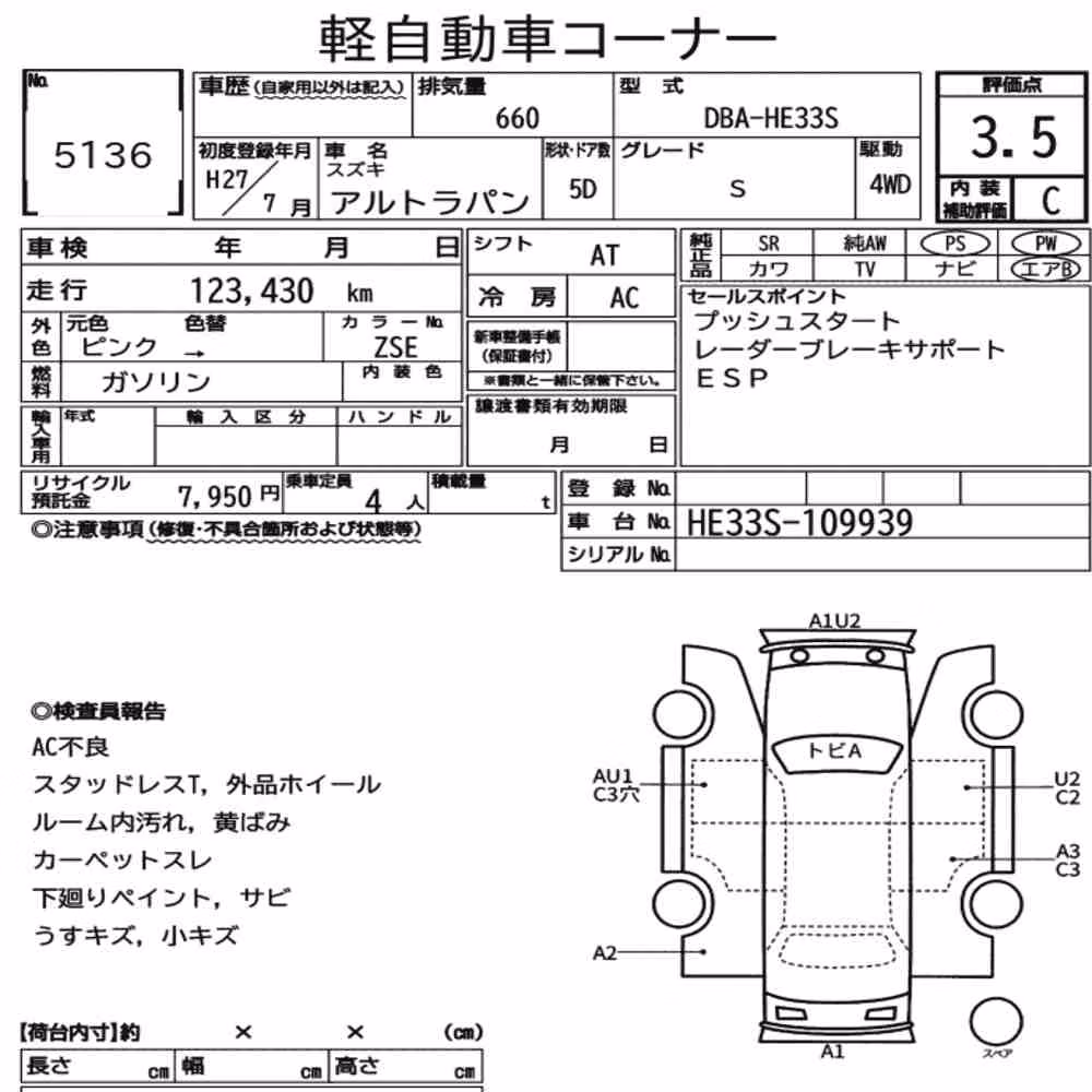 Notka aukcyjna: SUZUKI ALTO LAPIN 4WD S