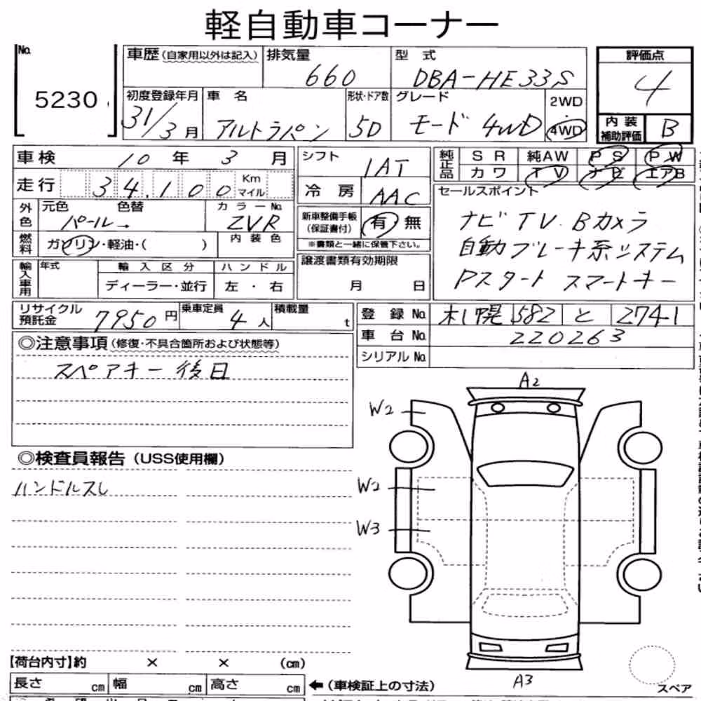 Notka aukcyjna: SUZUKI ALTO LAPIN 4WD MODE