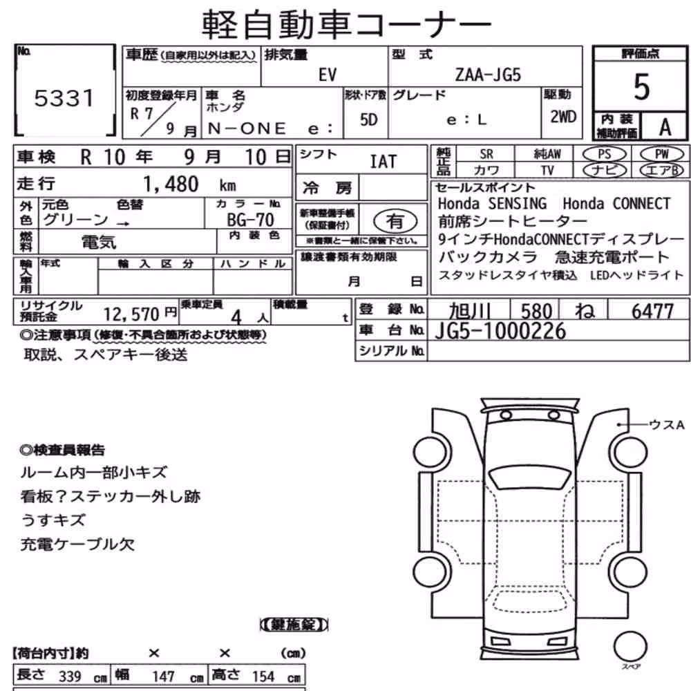 Notka aukcyjna: HONDA N-ONE E: E:L