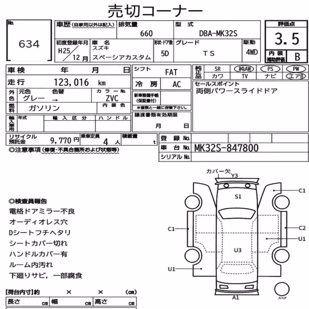 Notka aukcyjna: SUZUKI SPACIA CUSTOM 4WD TS