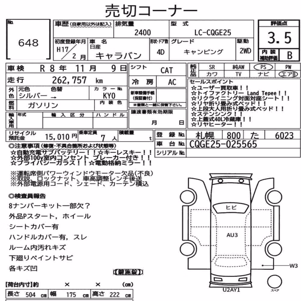Notka aukcyjna: NISSAN CARAVAN 4D OTHERS