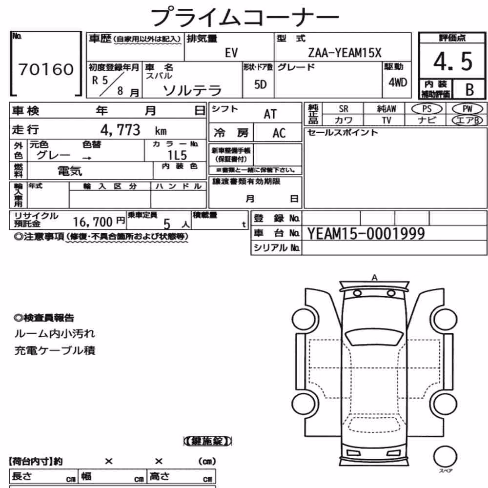 Notka aukcyjna: SUBARU SOLTERRA 4WD