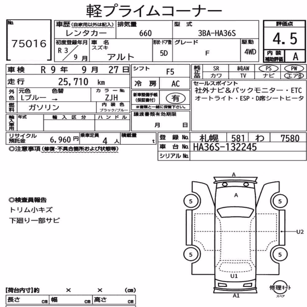 Notka aukcyjna: SUZUKI ALTO 5D 4WD F