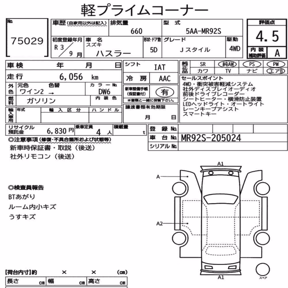 Notka aukcyjna: SUZUKI HUSTLER 4WD J STYLE