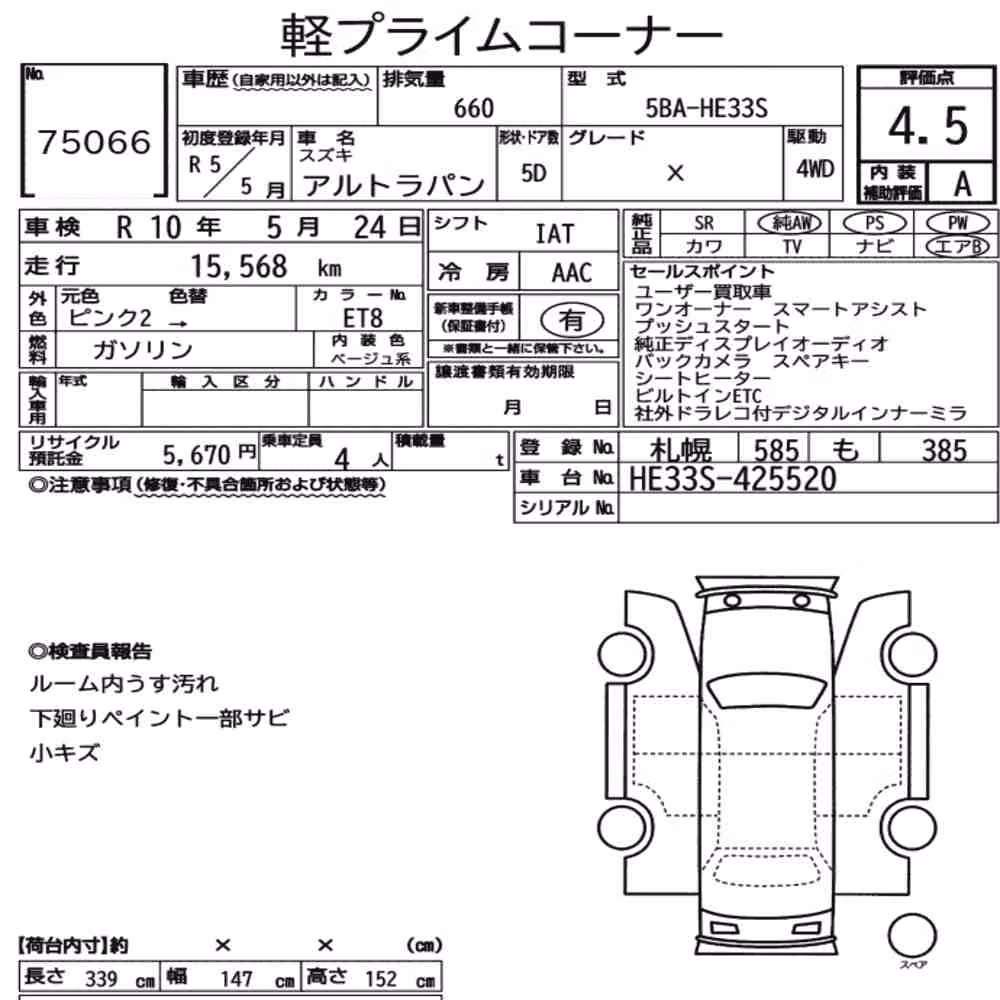 Notka aukcyjna: SUZUKI ALTO LAPIN 4WD X