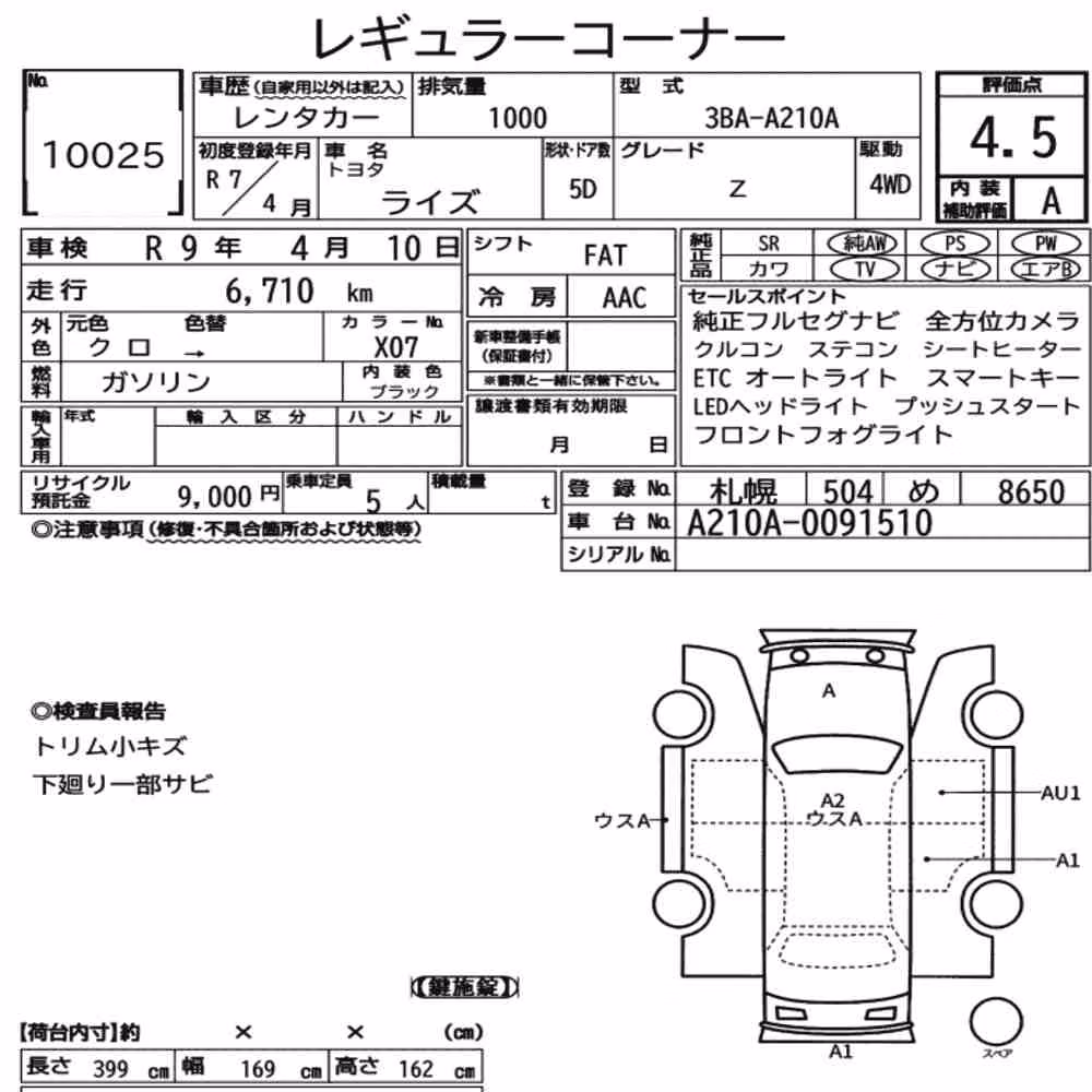 Notka aukcyjna: TOYOTA RAIZE 4WD Z