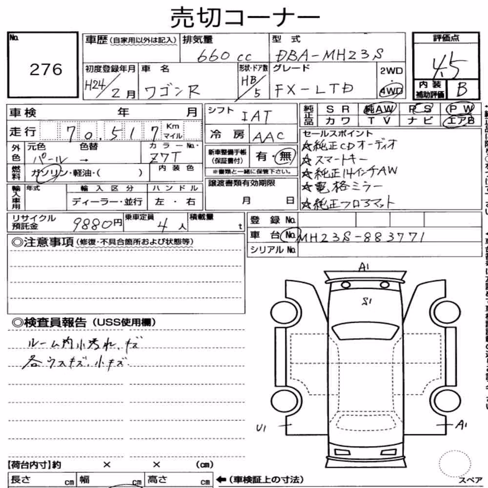 Notka aukcyjna: SUZUKI WAGON R 5D 4WD FX LIMITED