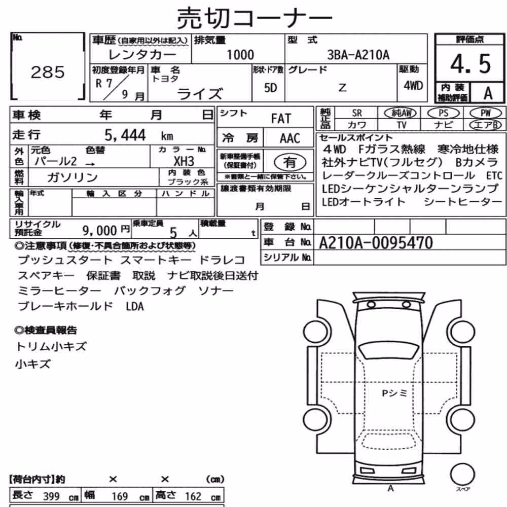 Notka aukcyjna: TOYOTA RAIZE 4WD Z