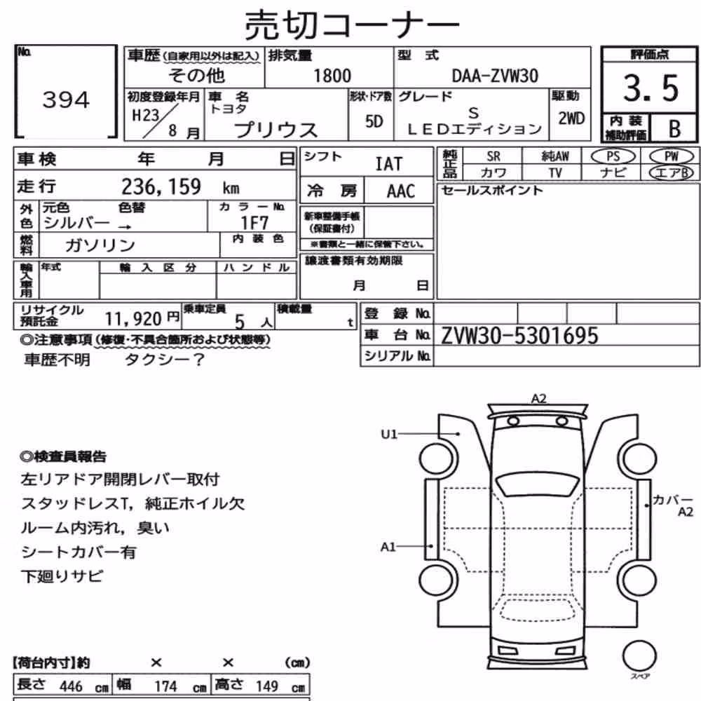 Notka aukcyjna: TOYOTA PRIUS 5D S LED EDITION